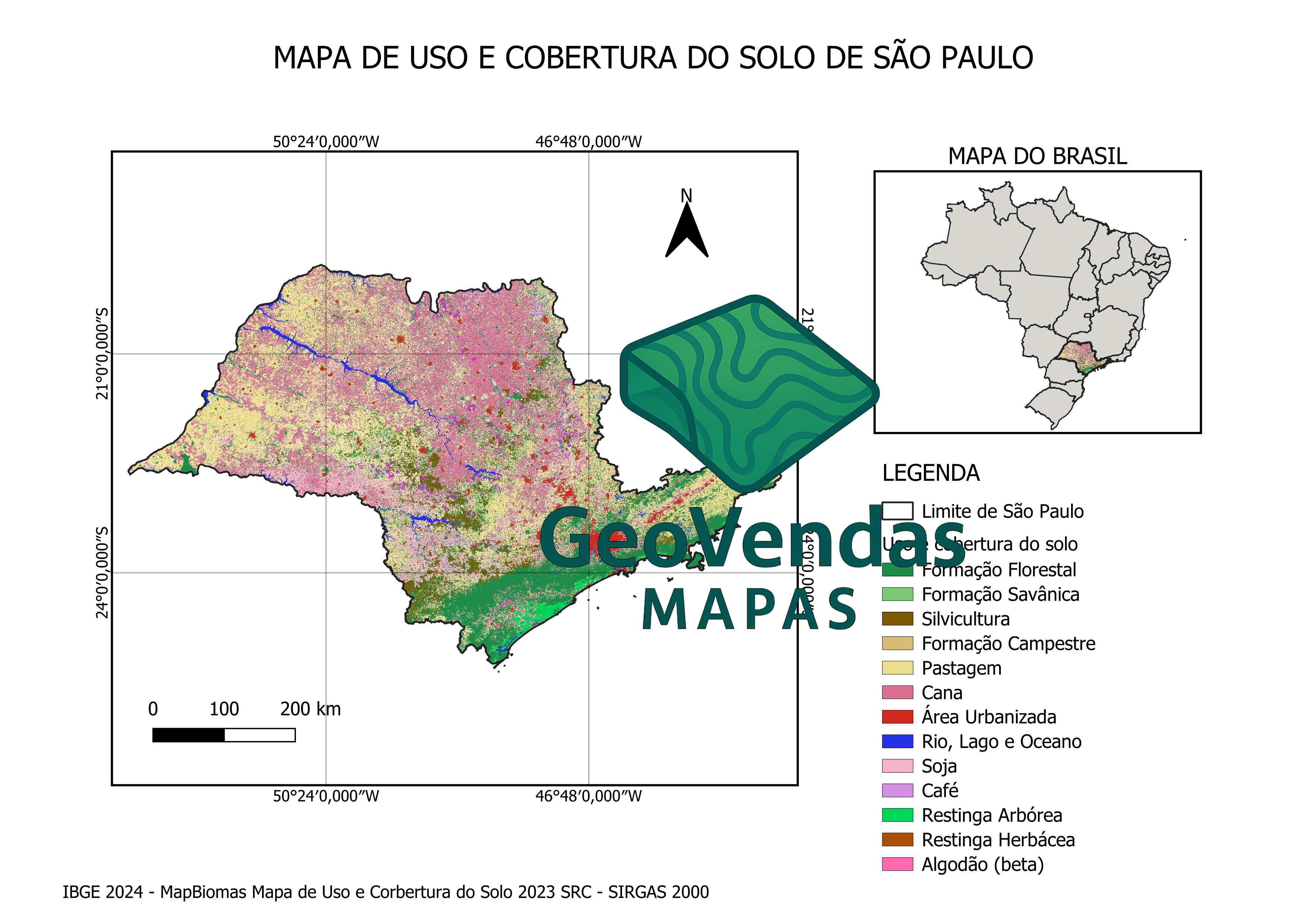 Mapa de Uso e Cobertura do Solo de São Paulo